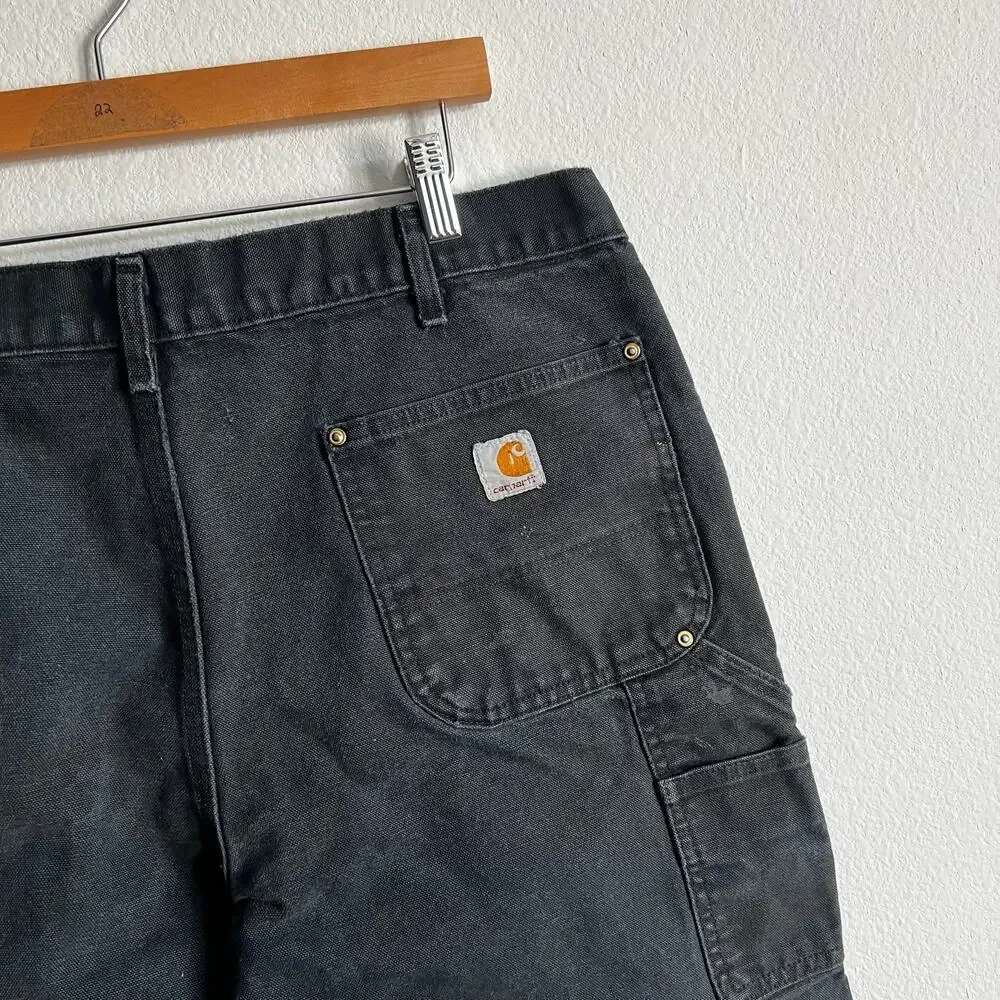 Carhartt faded black double knee work wear carpenter shorts